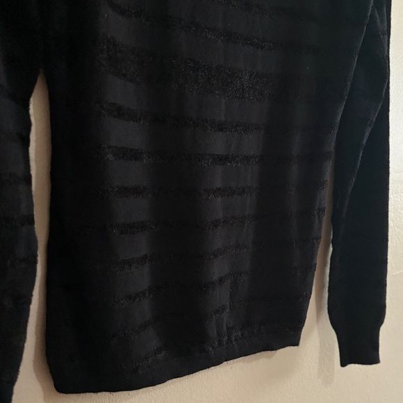 Guess Black Turtleneck Sweater with Velvet Textured Stripes - Picture 6 of 13